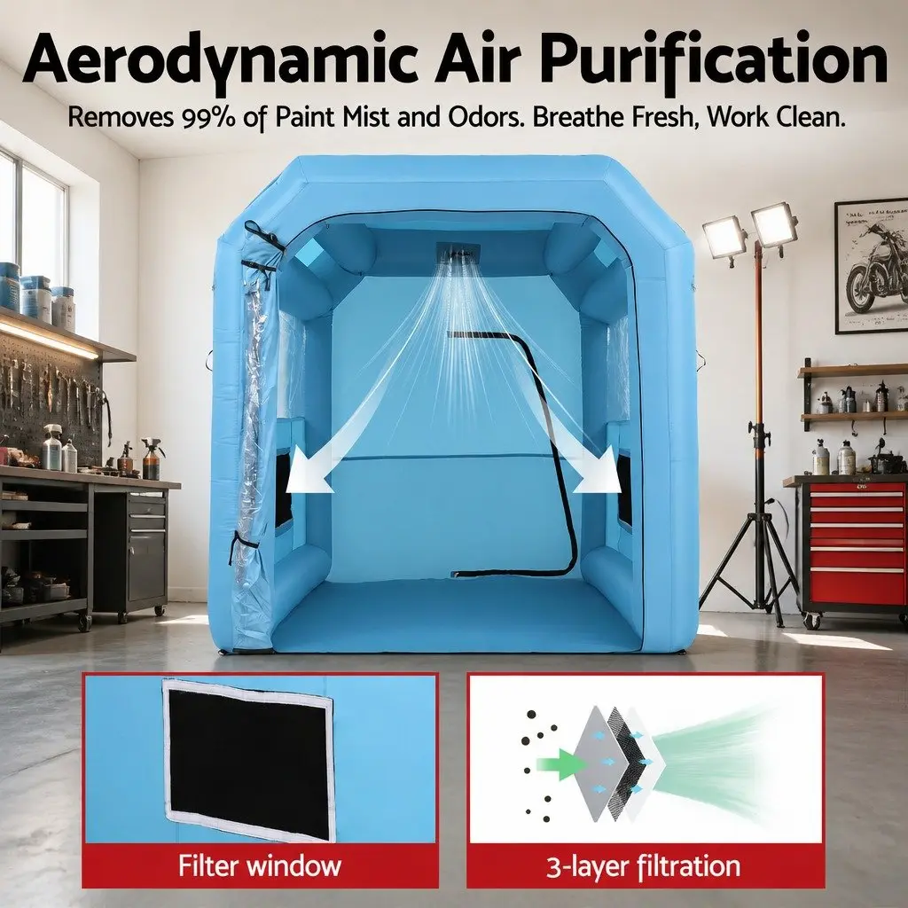 Inflatable Paint Booth 2.5x2.5x3M with 550W Blower