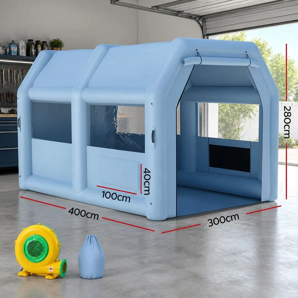 Inflatable Spray Paint Booth 4x3m Car Auto Tent Filter Blower System Blue