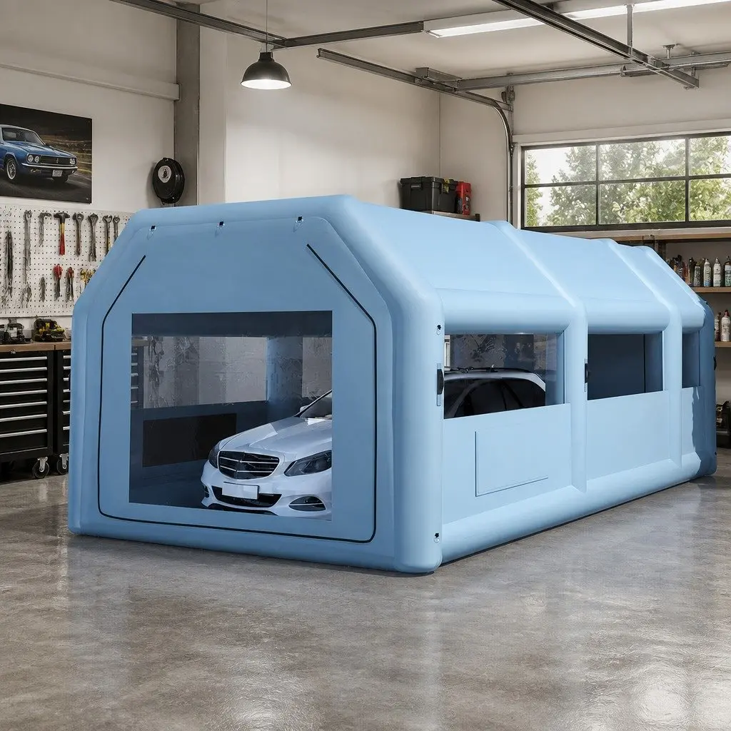 Inflatable Spray Paint Booth for Automotive Use 8.5x4.6m with Dual Filtration System and Blowers