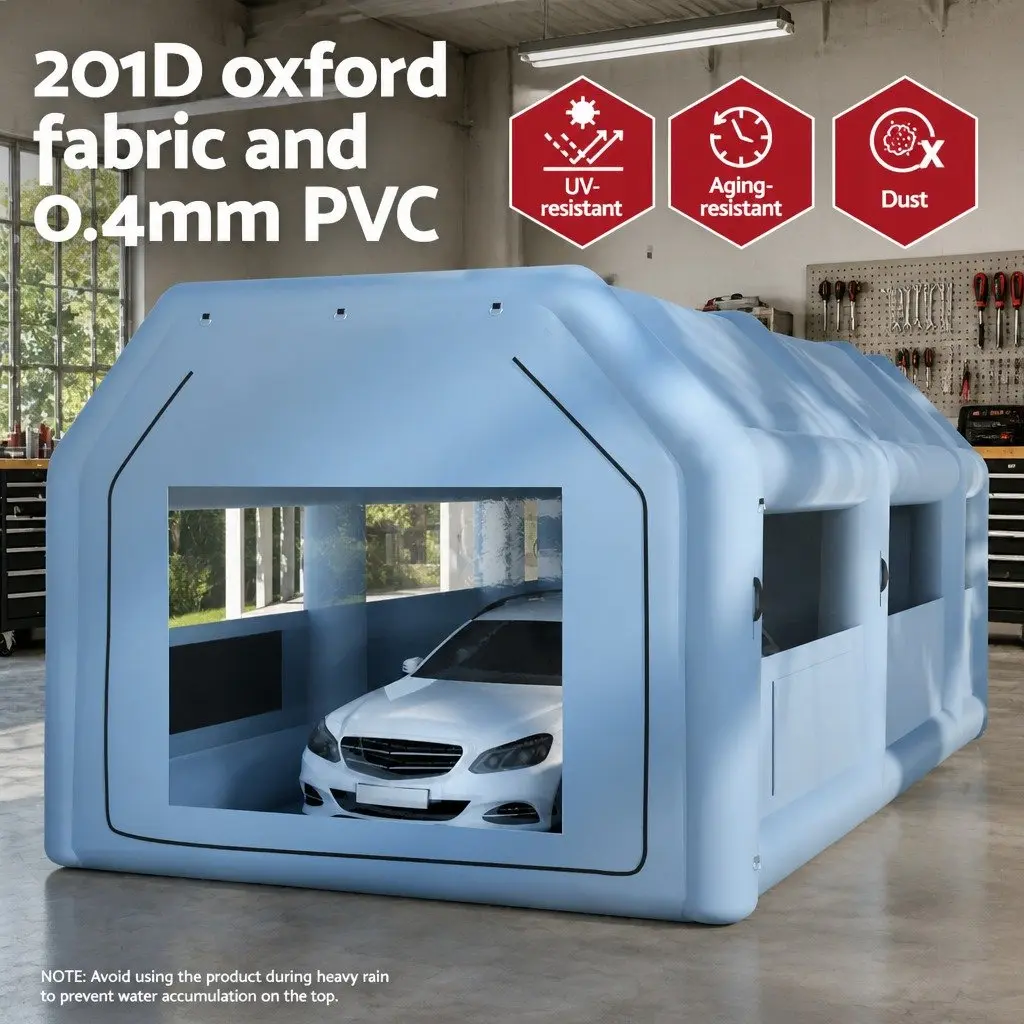 Inflatable Spray Paint Booth for Automotive Use 8.5x4.6m with Dual Filtration System and Blowers