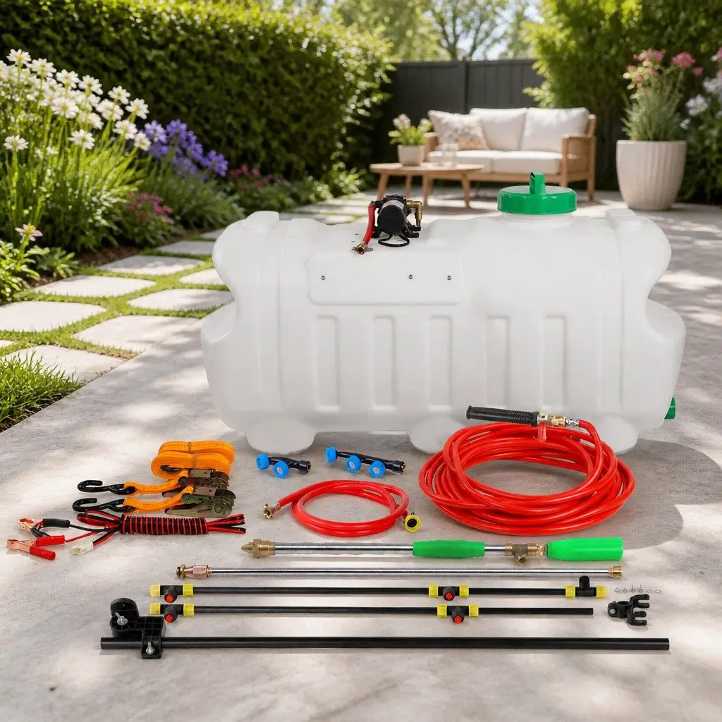 100L Weed Sprayer Tank Boom Spray Gun Garden Herbicide Nozzles ATV Quad Mounted