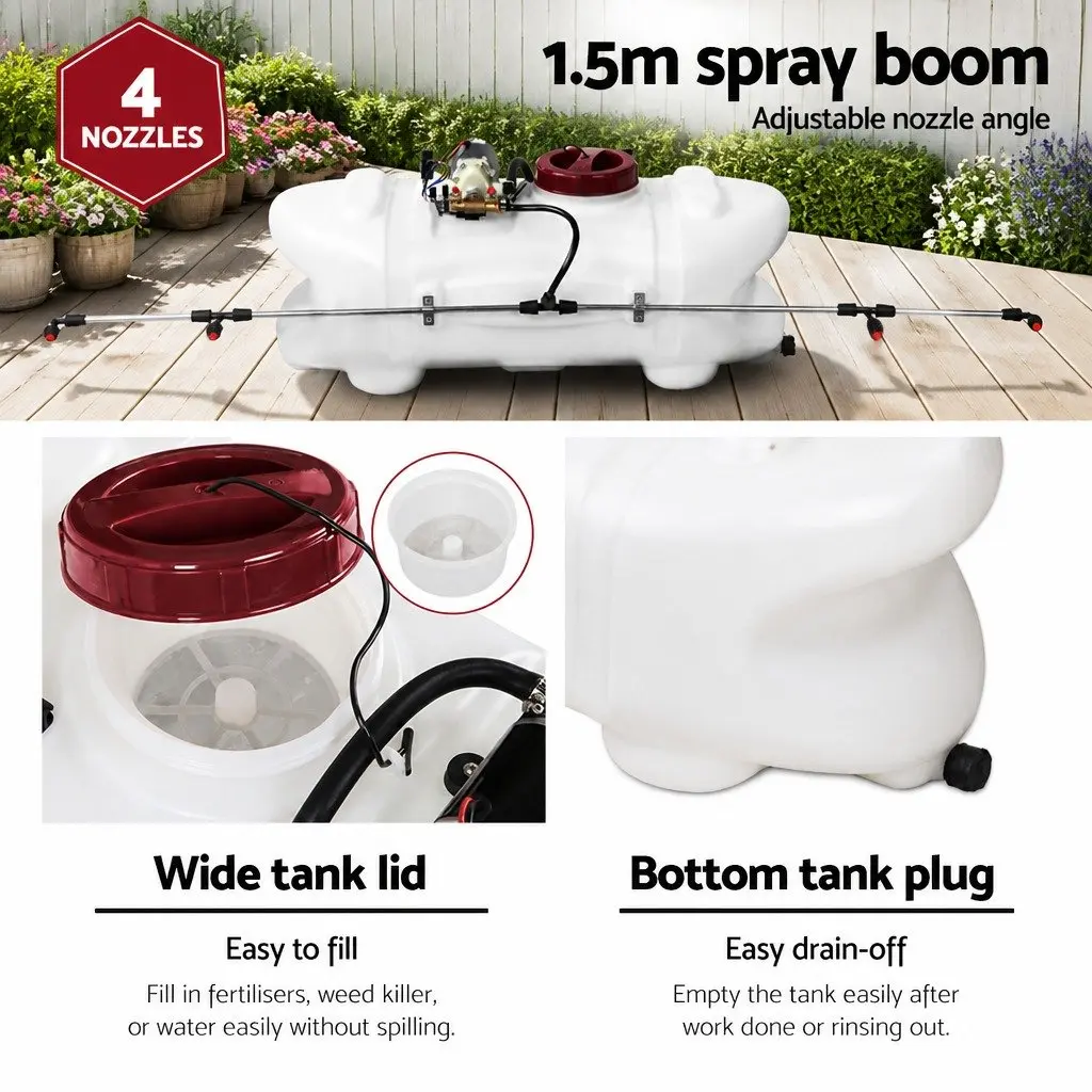 Weed Sprayer 60L Tank 12V Pump ATV Quad Bike Garden Boom Spray Equipment