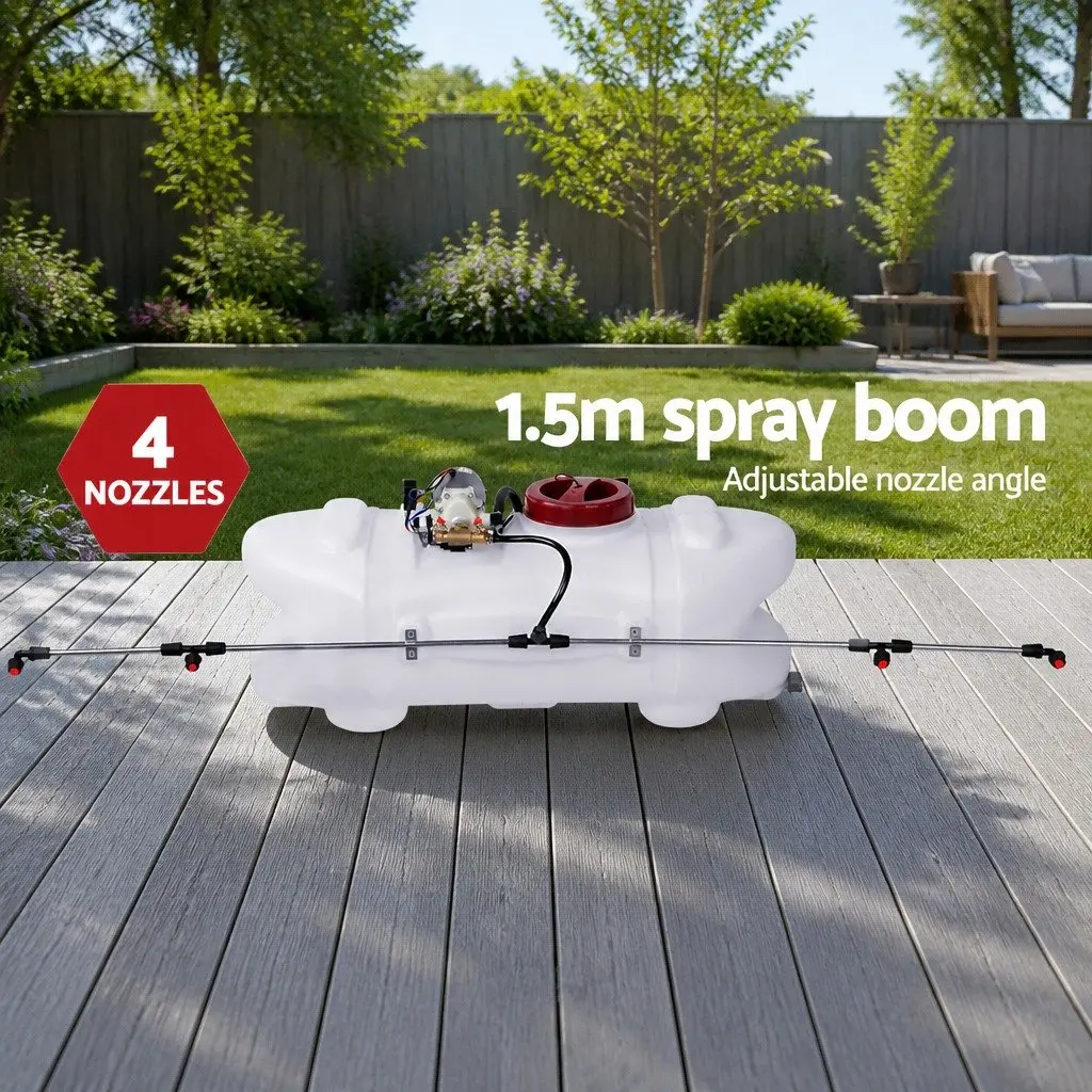 Weed Sprayer Garden Trailer 60L Tank Rear Boom Spray Gun 12V Pump