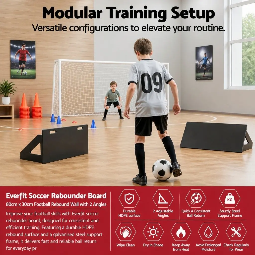 Soccer Rebounder Board 80cm x 30cm Football Rebound Training Wall Adjustable