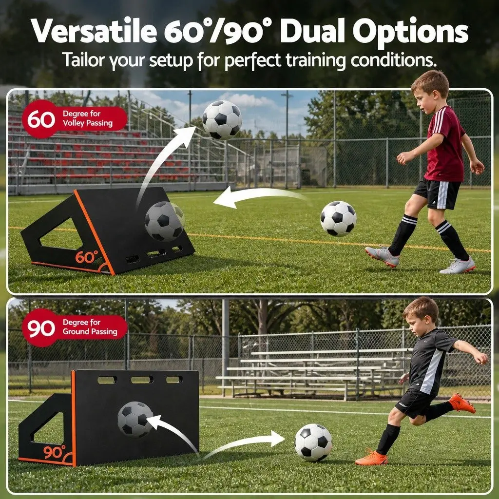 Soccer Rebounder Board 100x40cm Football Rebound Training Wall Adjustable Angles