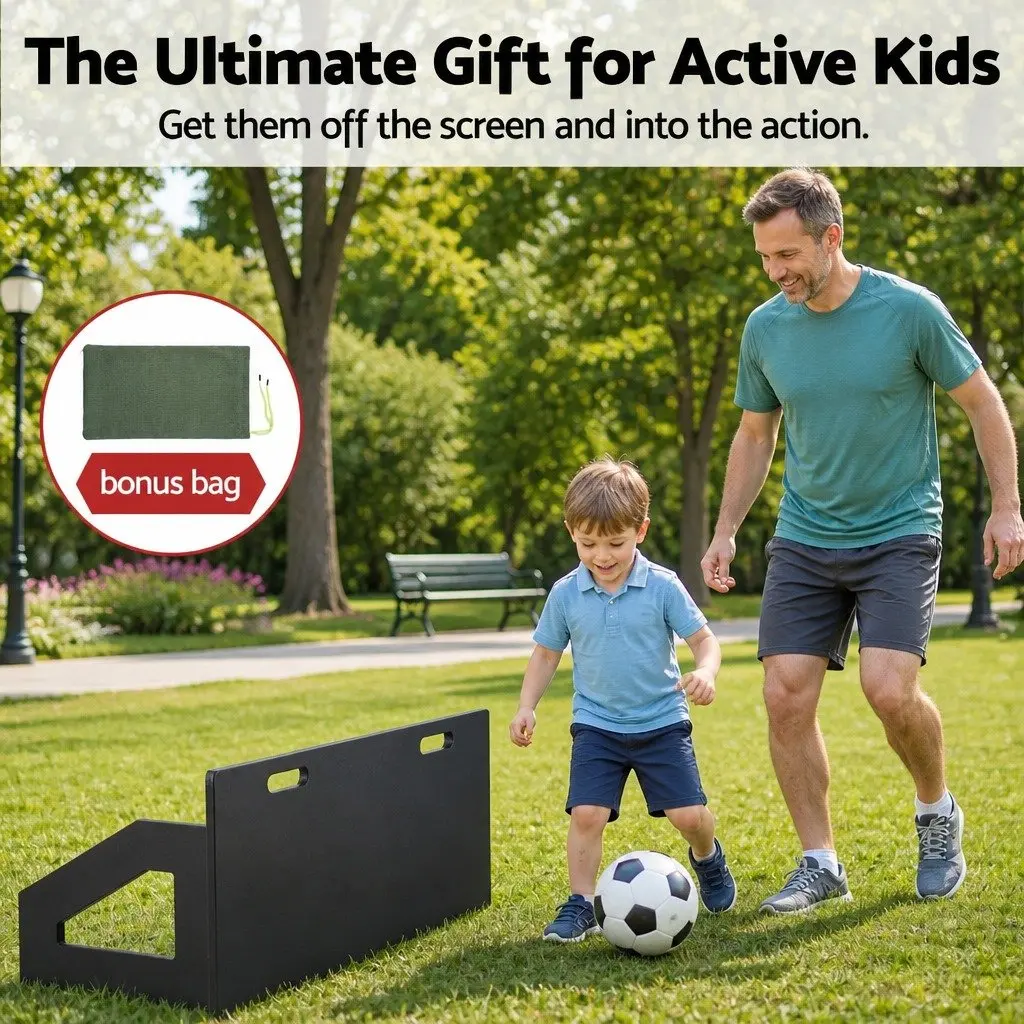 Soccer Rebounder Board 100x40cm Football Rebound Training Wall Adjustable Angles