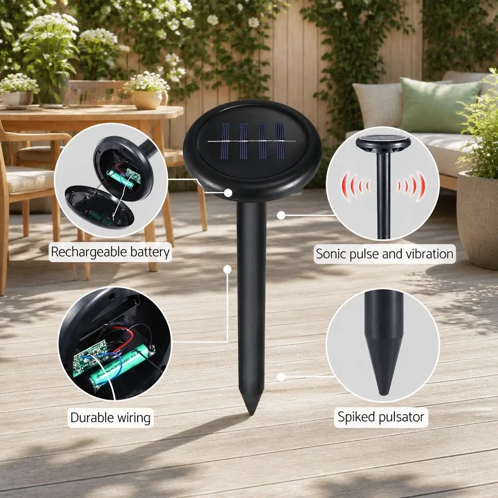 Snake Repeller 12 Pieces Ultrasonic Solar Powered Garden Yard Farm Orchard