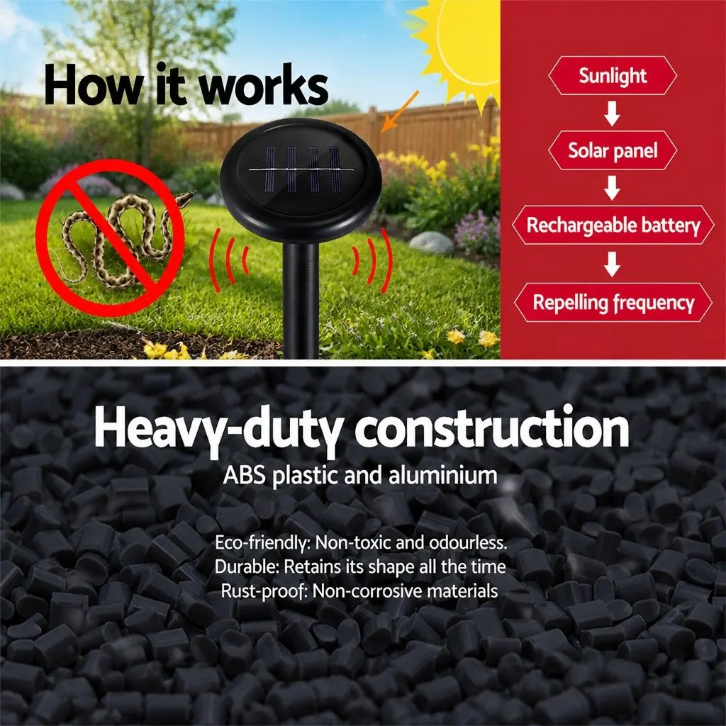Snake Repeller Garden Yard Farm Orchard 6 Piece Solar Powered Ultrasonic