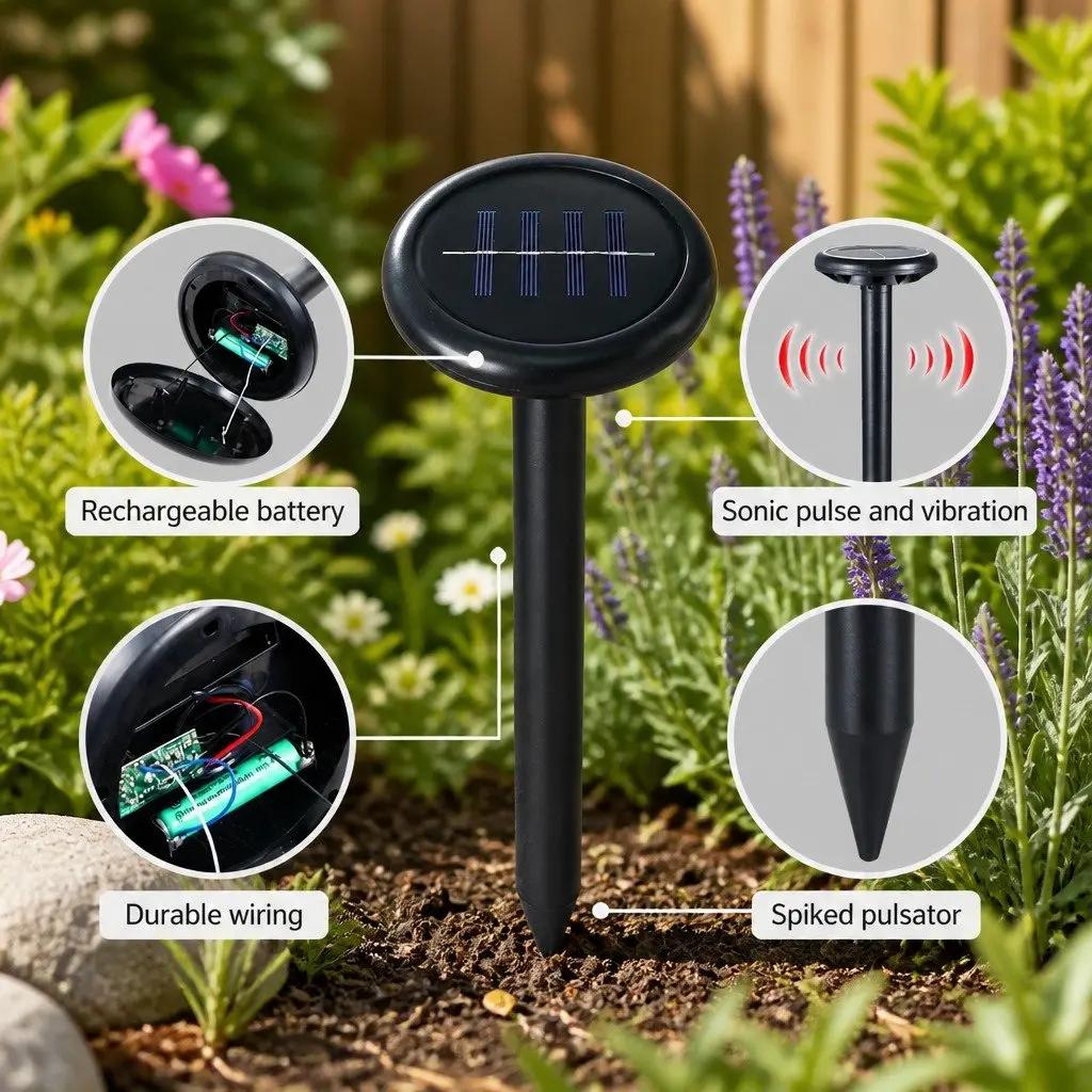 Snake Repeller Garden Yard Farm Orchard 6 Piece Solar Powered Ultrasonic