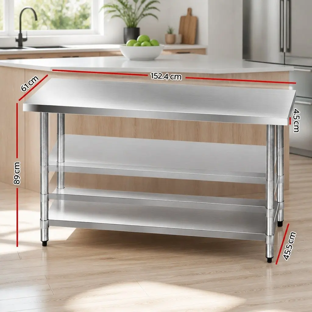 Commercial Stainless Steel Bench 1524x610mm