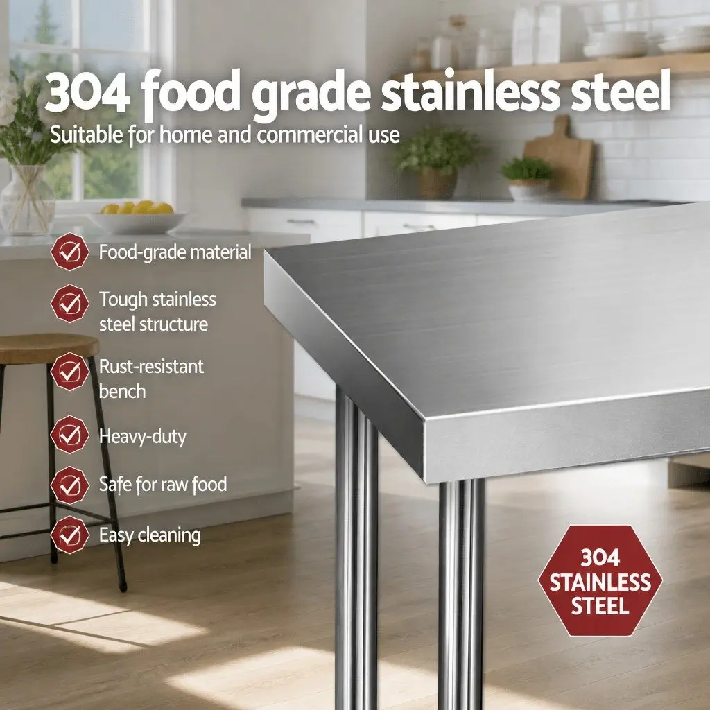 304 Stainless Steel Kitchen Work Table, 1829x610mm