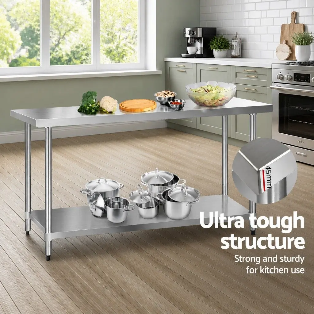 304 Stainless Steel Kitchen Work Table, 1829x610mm