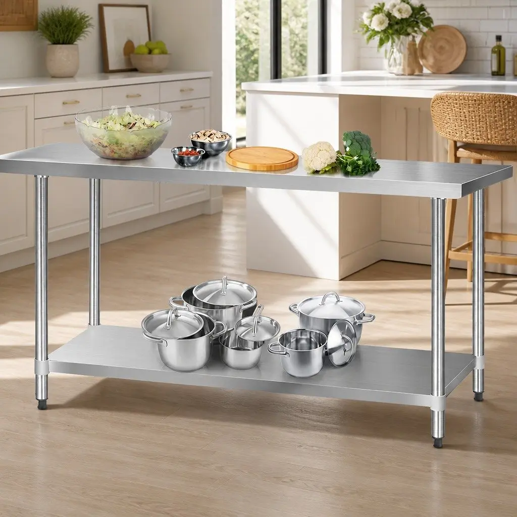 304 Stainless Steel Kitchen Work Table, 1829x610mm
