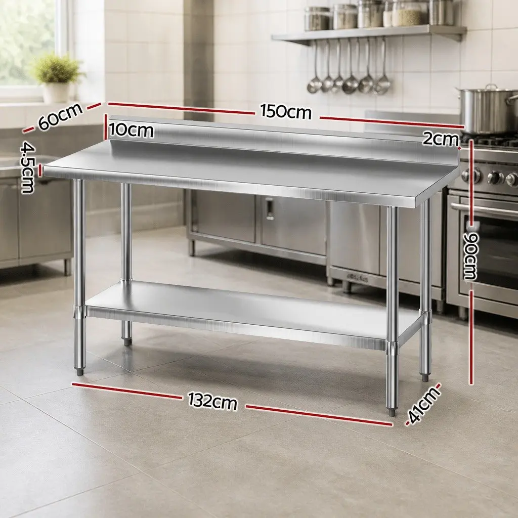 Stainless Steel Kitchen Bench Prep Work Table 1500x600mm