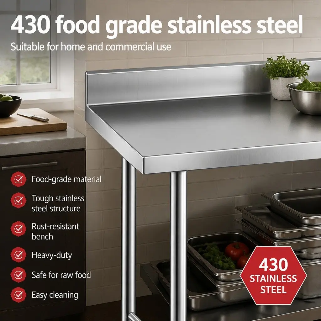 Stainless Steel Kitchen Bench Prep Work Table 1500x600mm