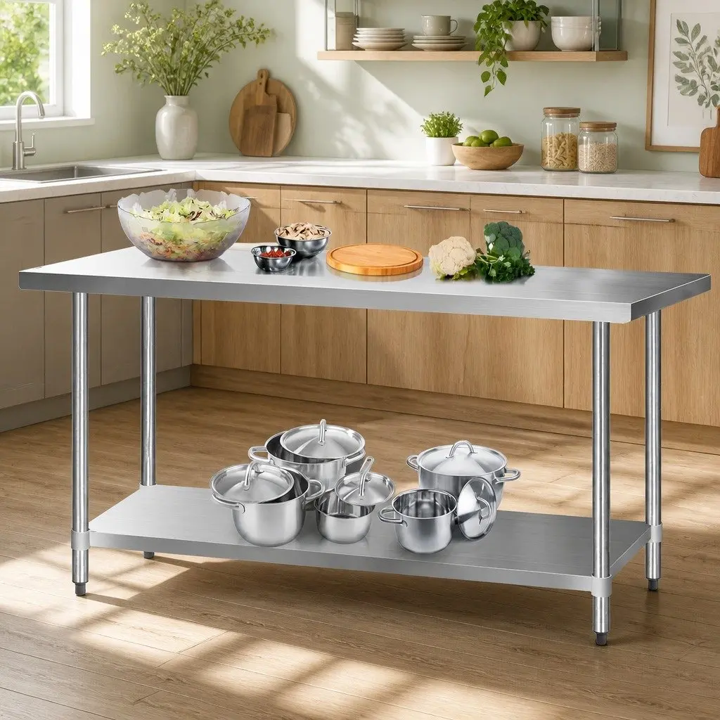 Stainless Steel Kitchen Work Bench Prep Table 1829x760mm Commercial Grade