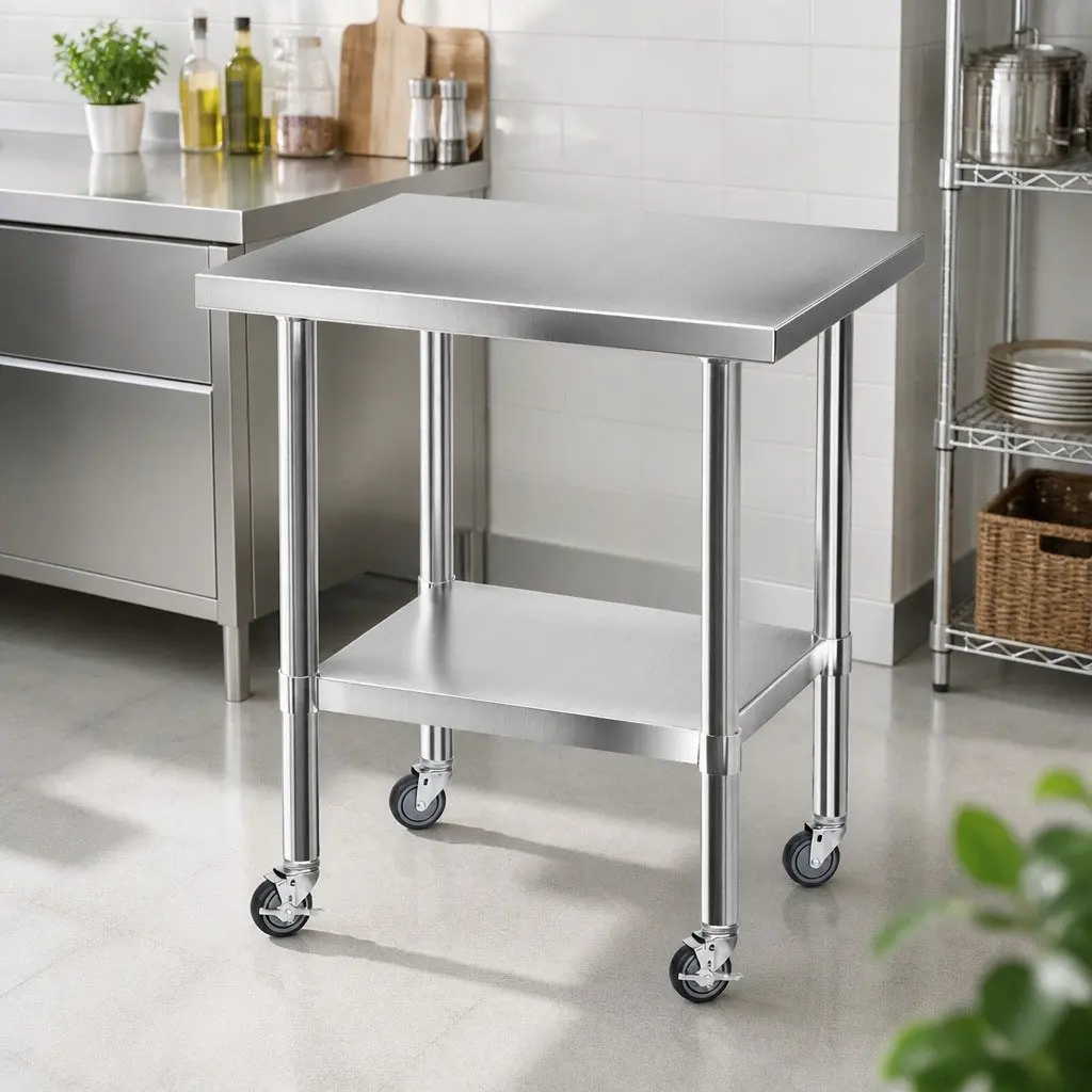 Stainless Steel Prep Table 760x610mm with Adjustable Legs