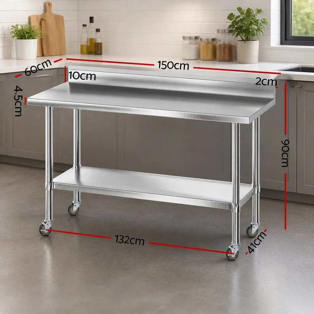 Stainless Steel Kitchen Work Bench for Food Preparation 1500x600mm