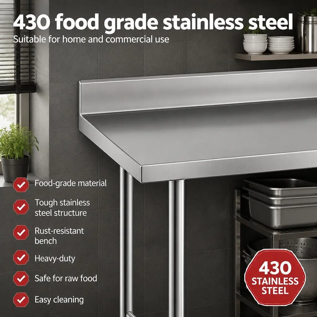Stainless Steel Kitchen Work Bench for Food Preparation 1500x600mm