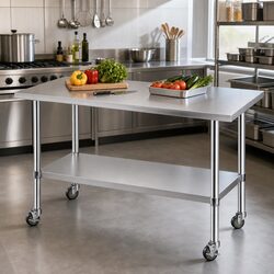 Stainless Steel Prep Table 1524x762mm with Castors