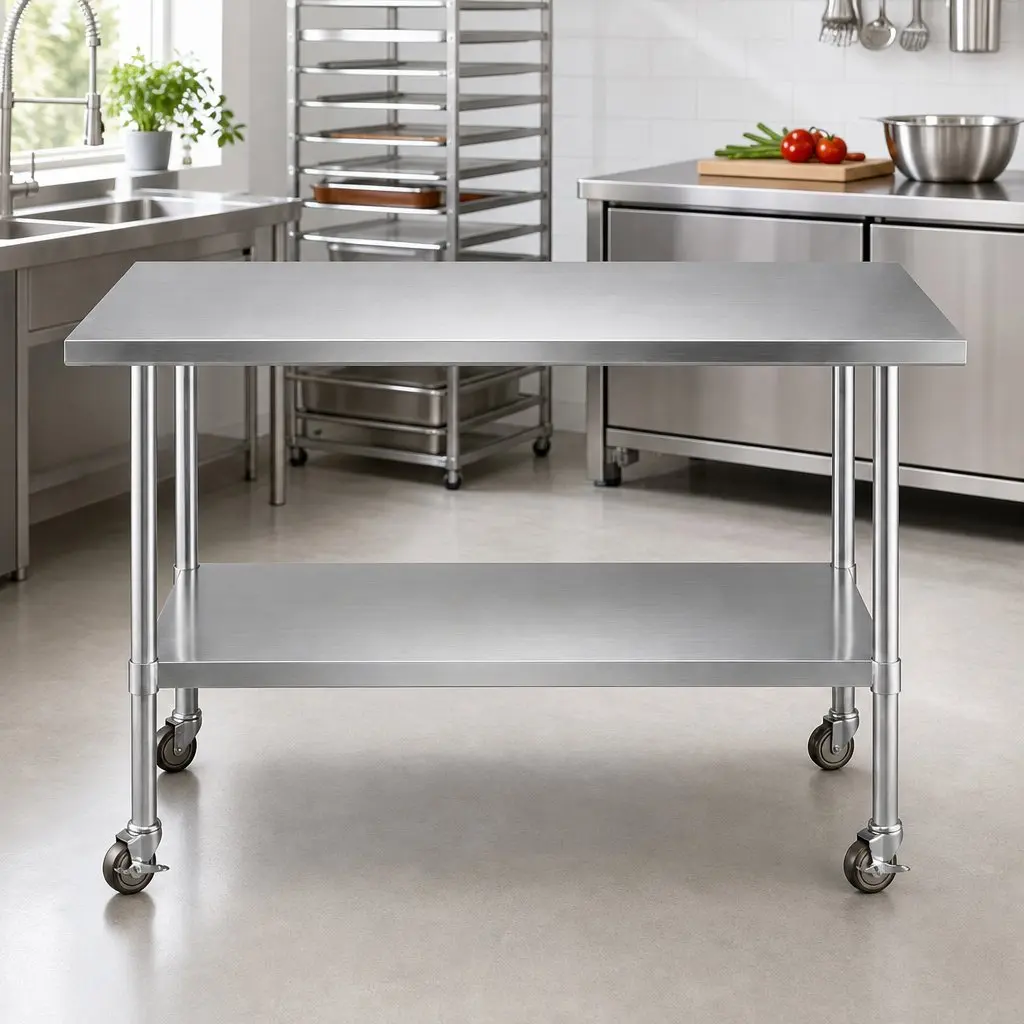 Stainless Steel Prep Table 1524x762mm with Castors