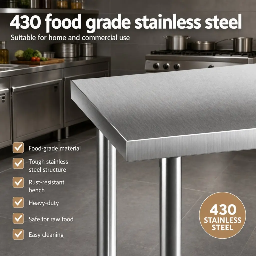 Stainless Steel Prep Table 1524x762mm with Castors