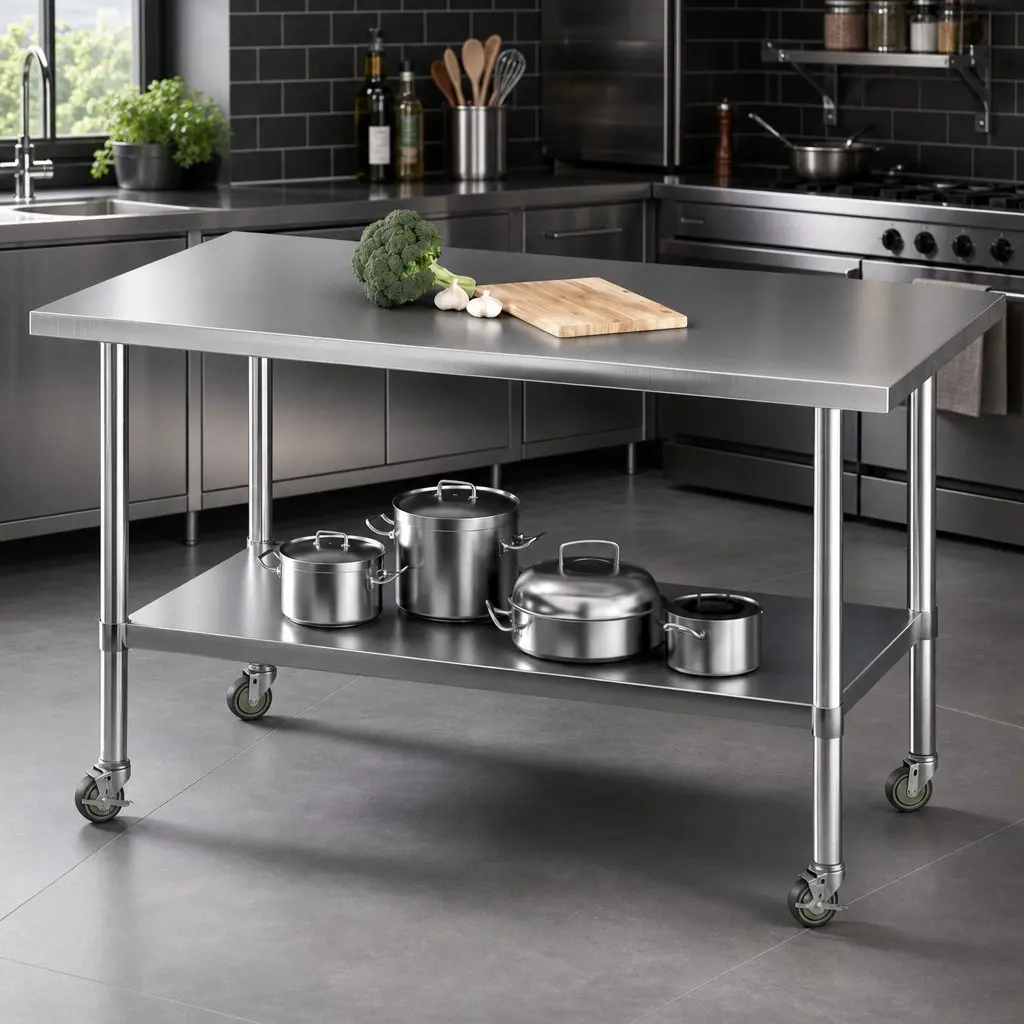Stainless Steel Prep Table 1524x762mm with Castors