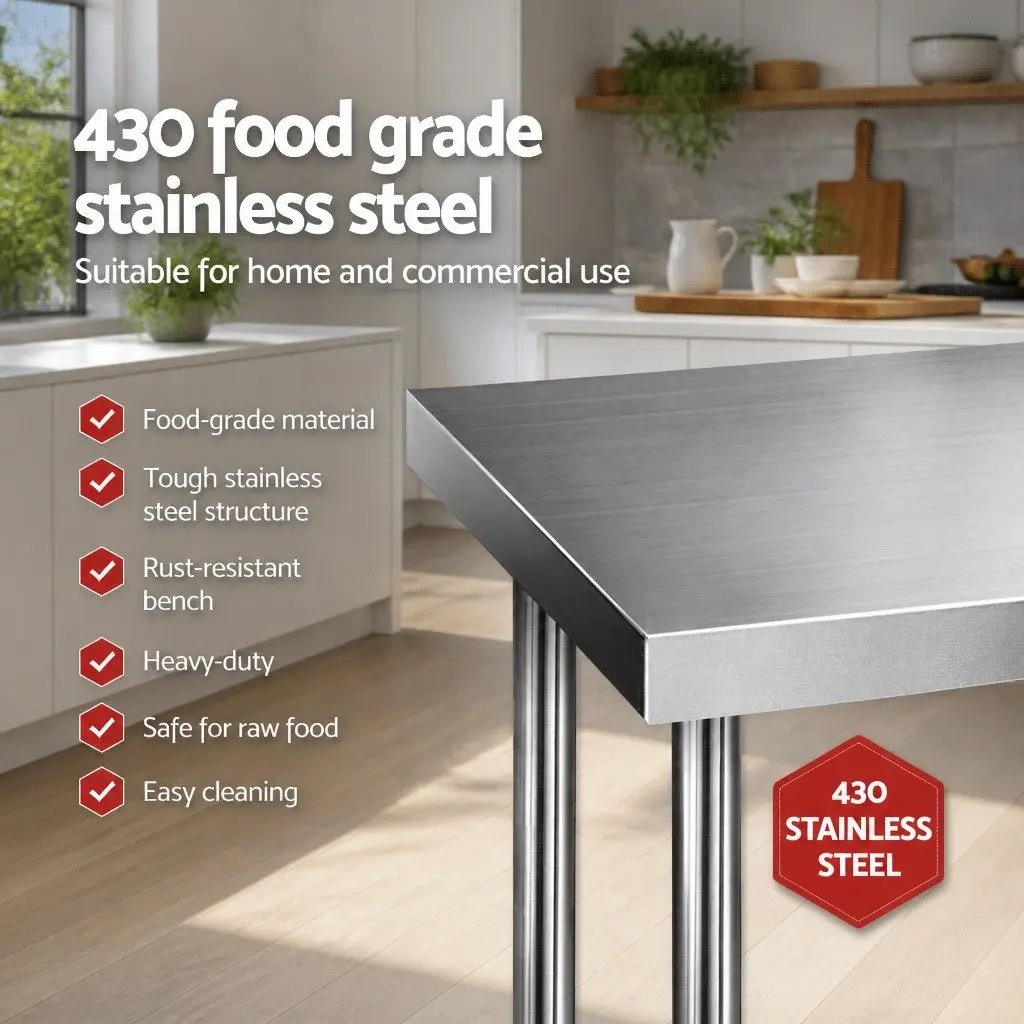 Stainless Steel Kitchen Work Bench for Food Preparation 610x610mm