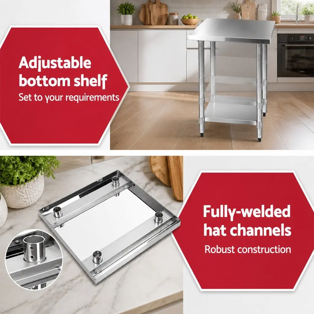 Stainless Steel Kitchen Work Bench for Food Preparation 610x610mm