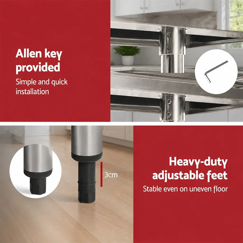 Stainless Steel Kitchen Work Bench for Food Preparation 610x610mm