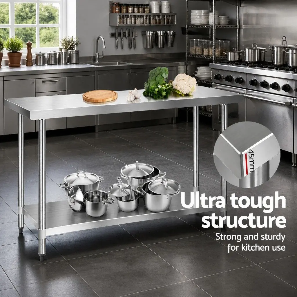 Stainless Steel Work Bench Kitchen Prep Table 1524x610mm