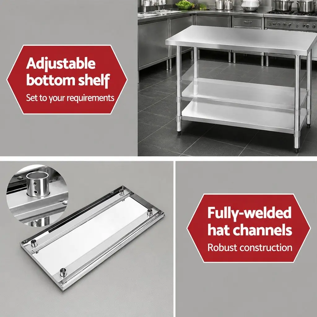 Stainless Steel Work Bench Kitchen Prep Table 1524x610mm