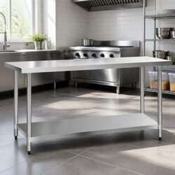 Stainless Steel Kitchen Work Bench 1829x610mm Commercial Food Prep Table with