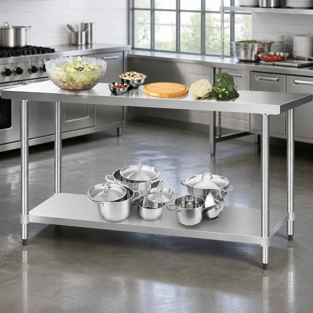Stainless Steel Kitchen Work Bench 1829x610mm Commercial Food Prep Table with