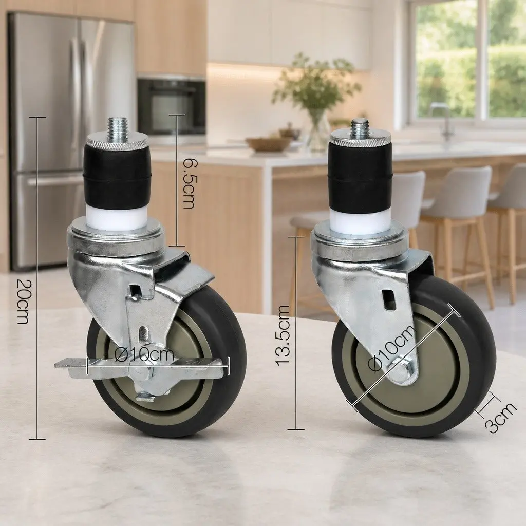 4" Swivel Castor Wheels Set for Kitchen Bench Universal Size