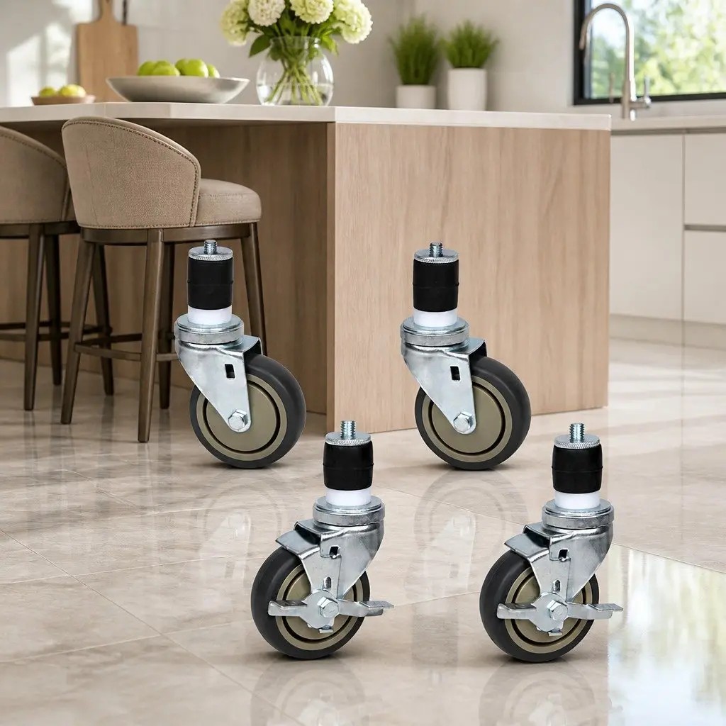 4" Swivel Castor Wheels Set for Kitchen Bench Universal Size