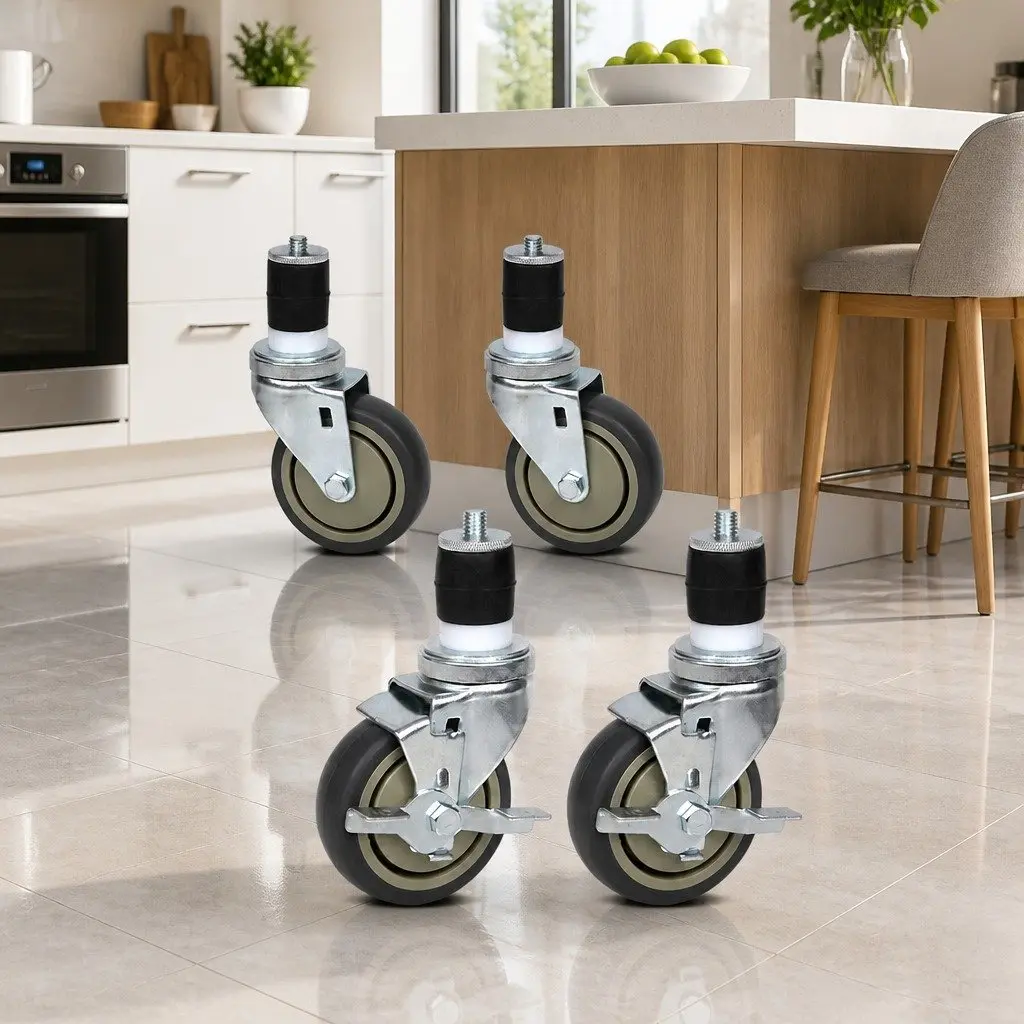 4" Swivel Castor Wheels Set for Kitchen Bench Universal Size