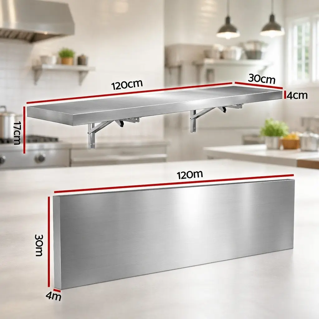 Stainless Steel Wall Shelf Kitchen Storage Rack 1200x300mm