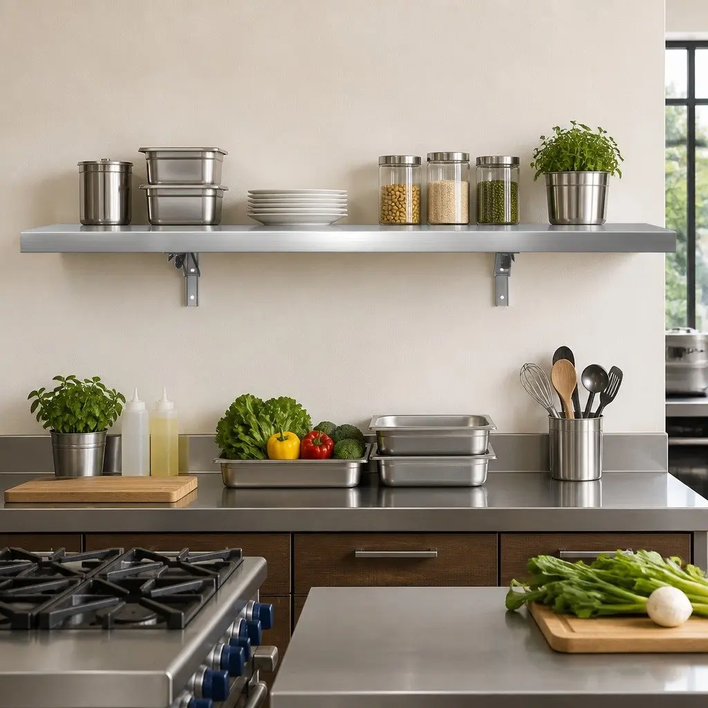 Stainless Steel Wall Shelf Kitchen Storage Rack 1200x300mm