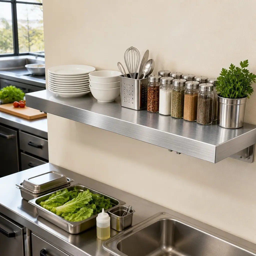 Stainless Steel Wall Shelf Kitchen Storage Rack 1200x300mm