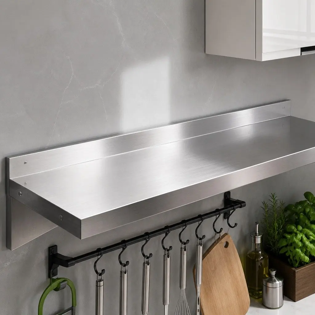 Stainless Steel Kitchen Wall Shelf 1200mm Mounted Rack Storage Display