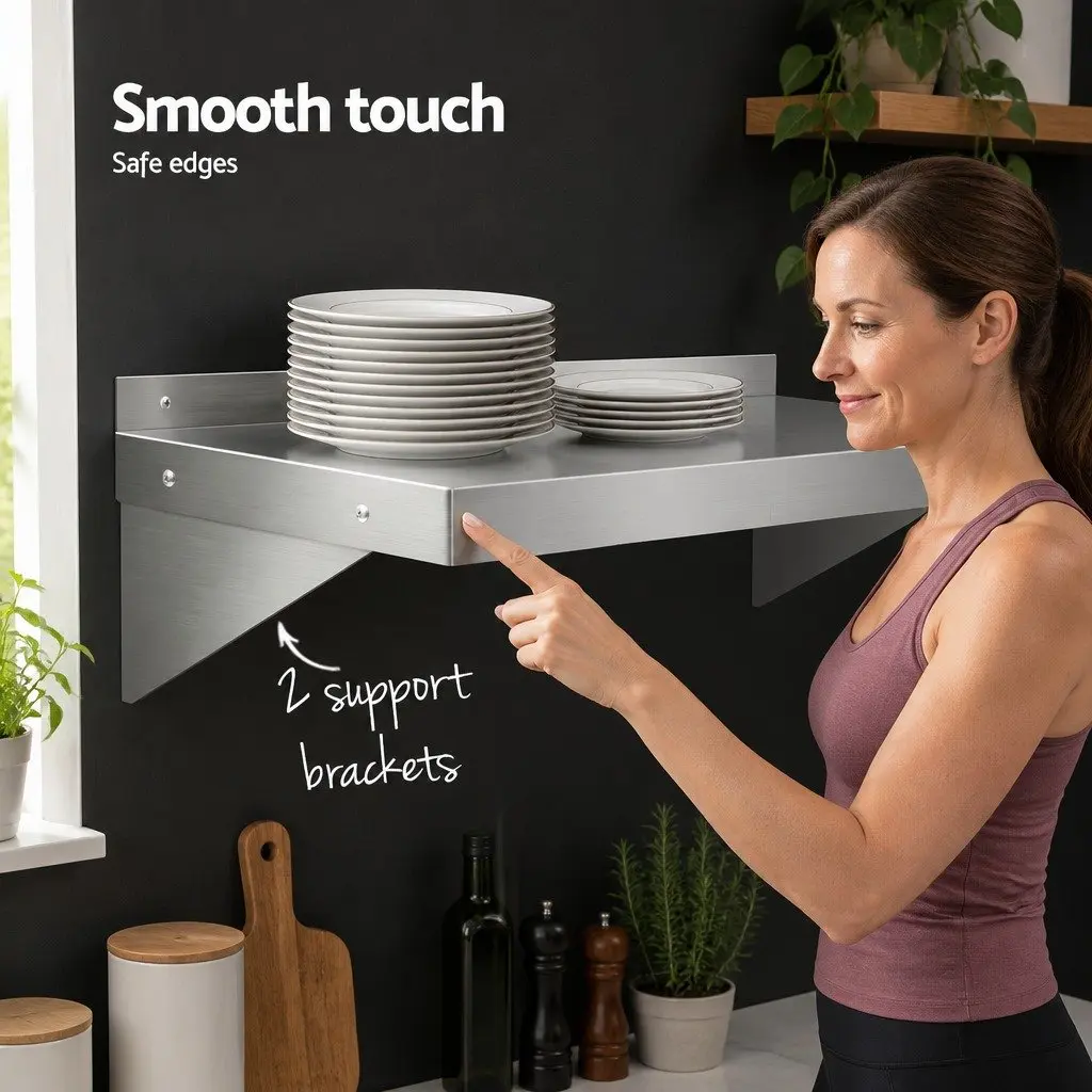 Stainless Steel Wall Mounted Kitchen Shelf Storage Rack 1200mm