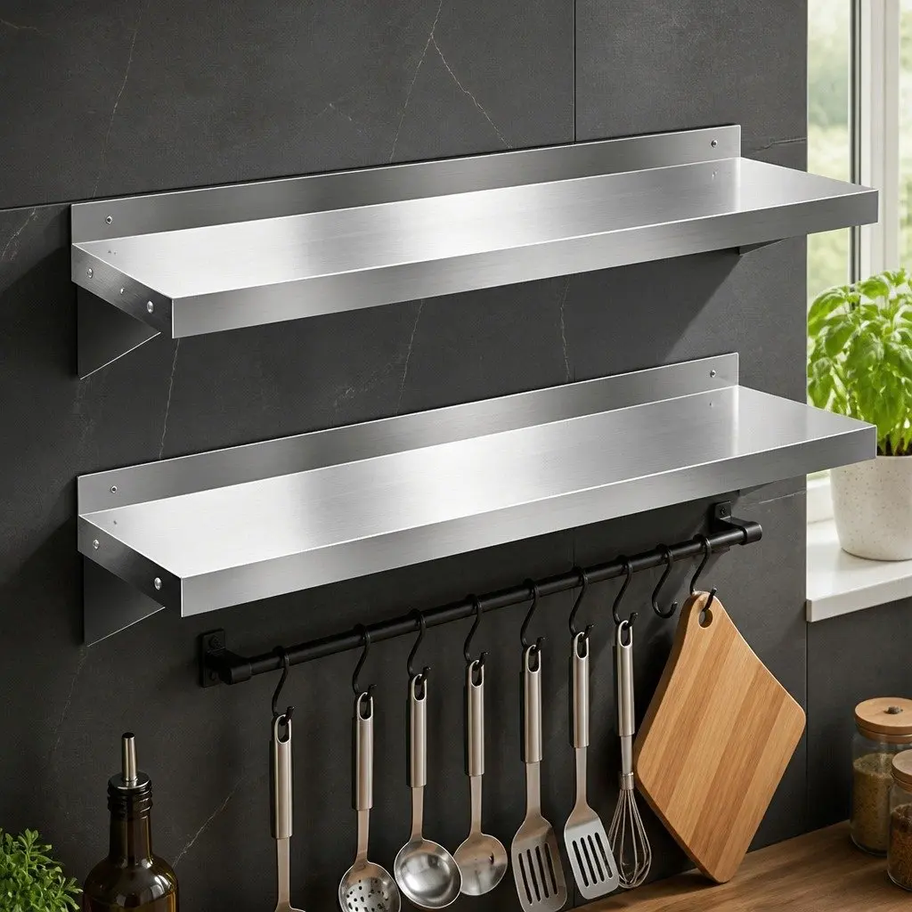 Stainless Steel Wall Mounted Kitchen Shelf Storage Rack 1200mm