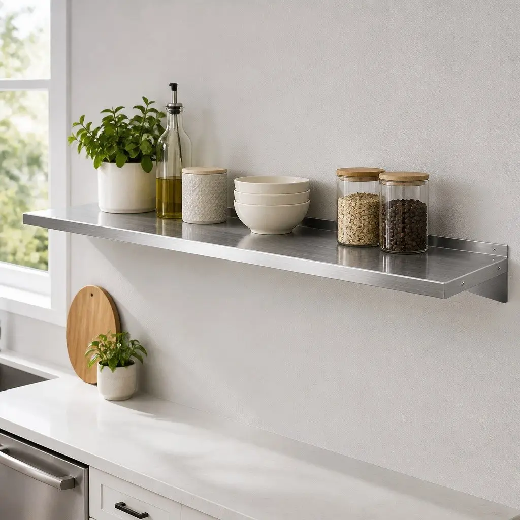Stainless Steel Wall Mounted Kitchen Shelf 1800mm