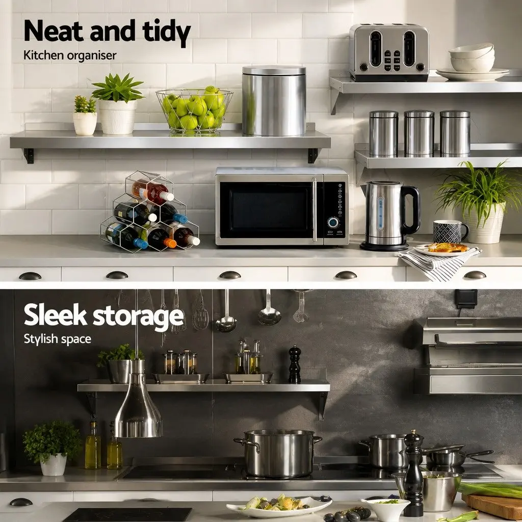 Wall Mounted Kitchen Shelf 1800mm Stainless Steel Storage Rack