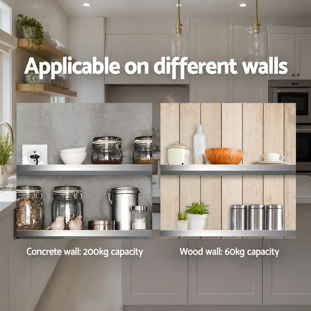 Wall Mounted Kitchen Shelf 1800mm Stainless Steel Storage Rack