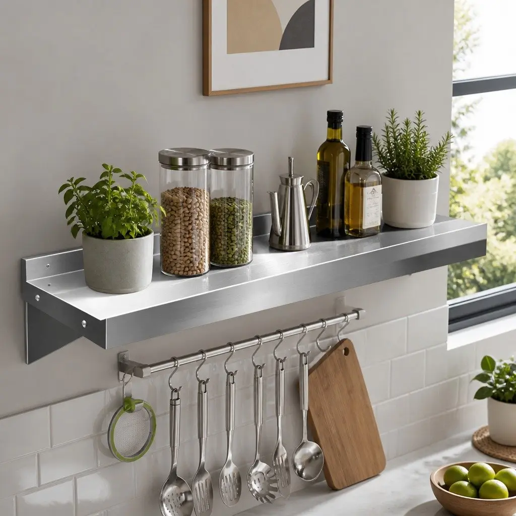 Wall Mounted Kitchen Shelf 1800mm Stainless Steel Storage Rack