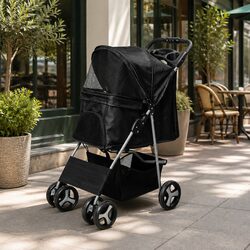 Pet Stroller Specifications: 4 Wheels, Foldable Design