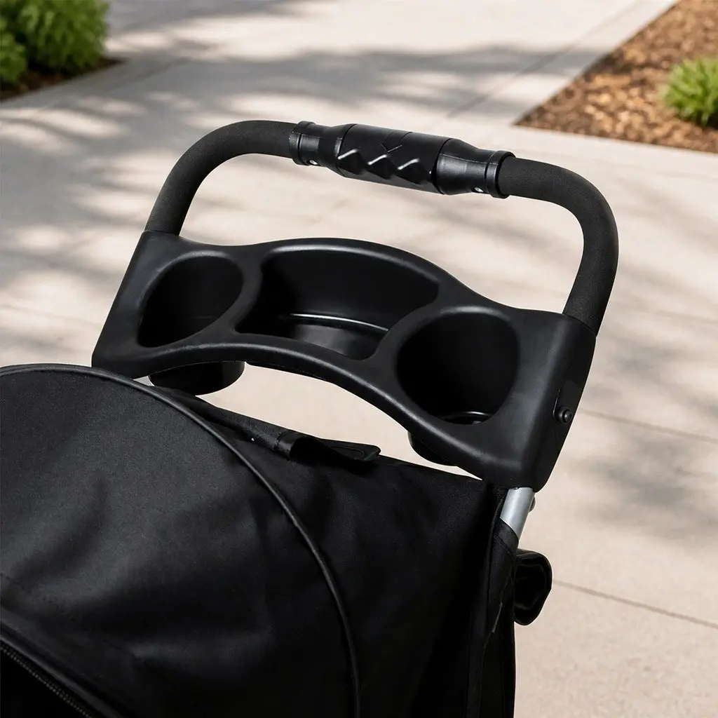 Pet Stroller 4 Wheels Dog Cat Pram Foldable Portable Travel Carrier Black