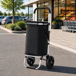 Foldable Shopping Trolley Cart with 45kg Capacity and Dimensions